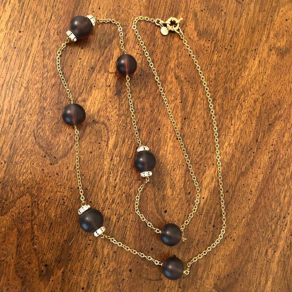 J.Crew | Frosted Purple Bead Station Necklace | 34” Length